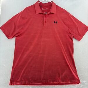 Under Armour HeatGear Men's Loose Fit  Striped Polo Shirt - Red/Coral Size L